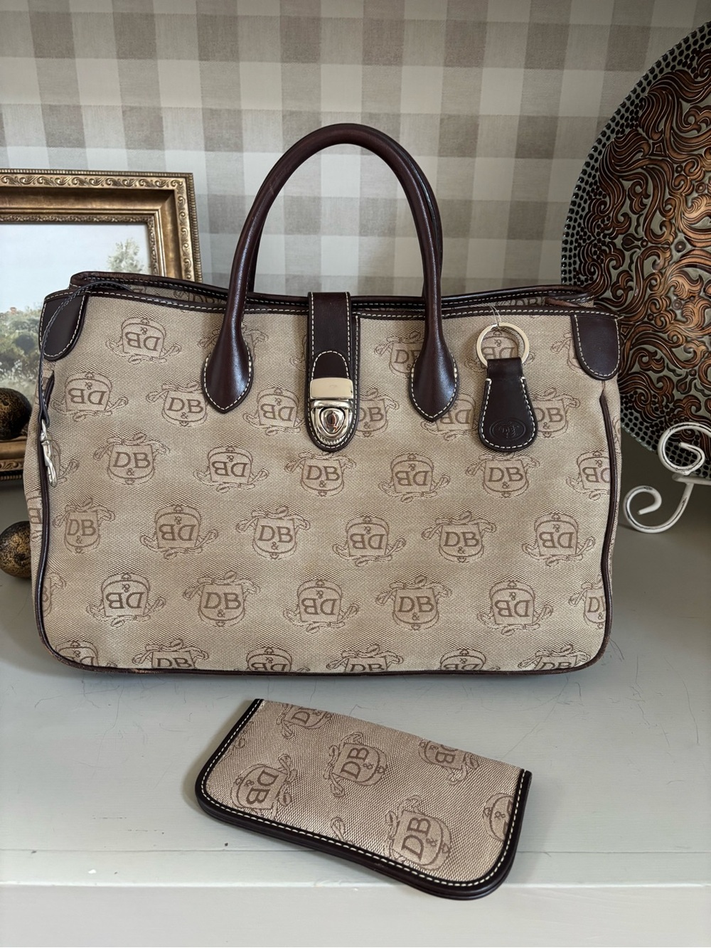 Dooney & Bourke Signature DB Monogram Tote Bag + Matching Eyeglass Case